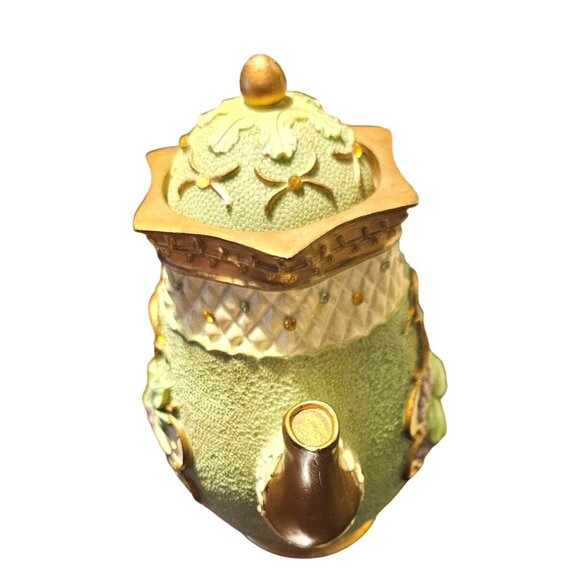 Tea Pot Kitchen Creations Ceramic Grapes Basket & Green Teapot Candle Holder - Picture 15 of 16